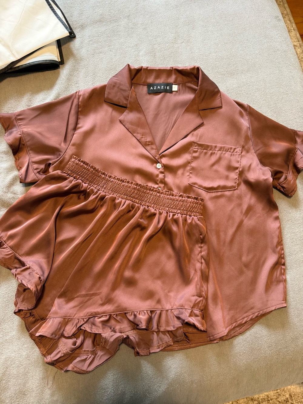 Ruffled Short Sleeve Pajama Set